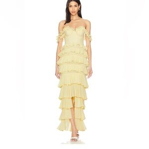 Majorelle Avalee Baby Yellow Ruffle Dress Gown